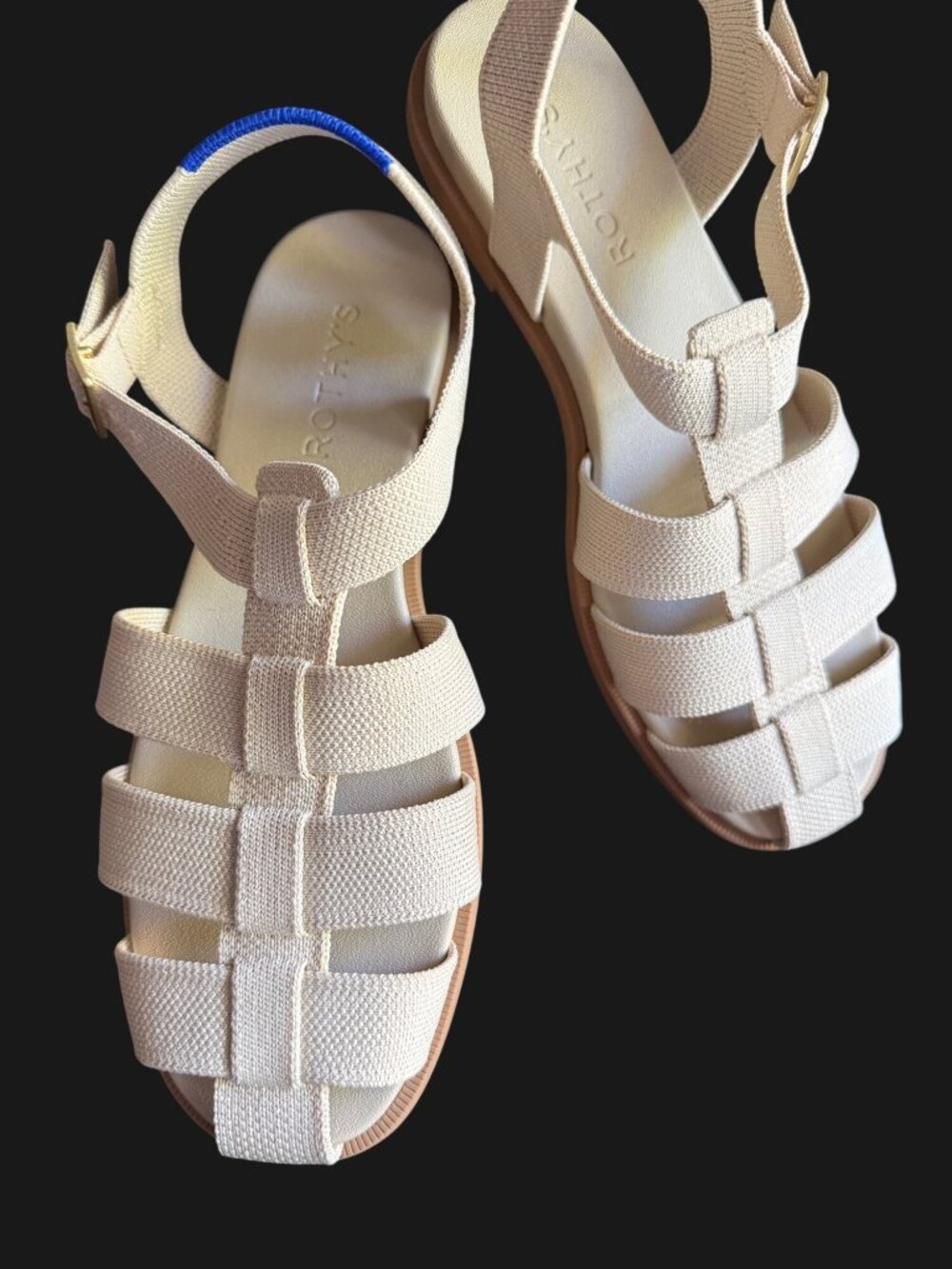 size 8 new Womens Rothy's cream fisherman sandals in "coconut" strappy buckle an - Picture 9 of 11